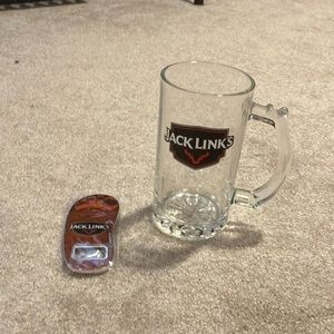 Beer mug and can opener